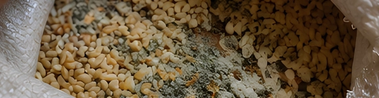 Mould growth, musty odour or heat-damaged grain inside the bags