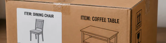 Kartons, die nicht zur Kennzeichnung oder Packliste passen