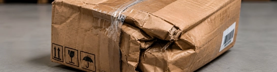 Cartons crushed or under-protected for a high-volume shipment