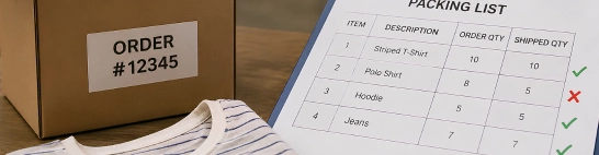 Unvollständiges Set gemäß Packliste