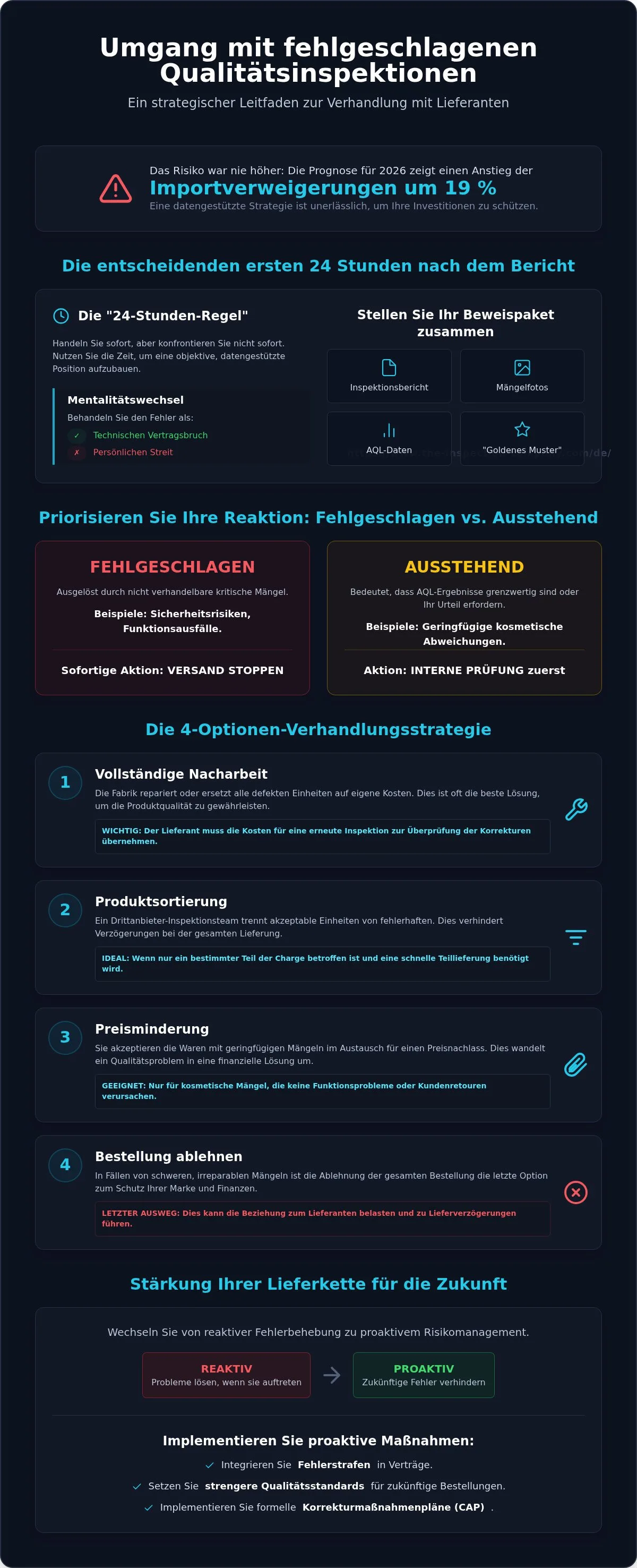 Mit Lieferanten nach fehlgeschlagener Inspektion verhandeln