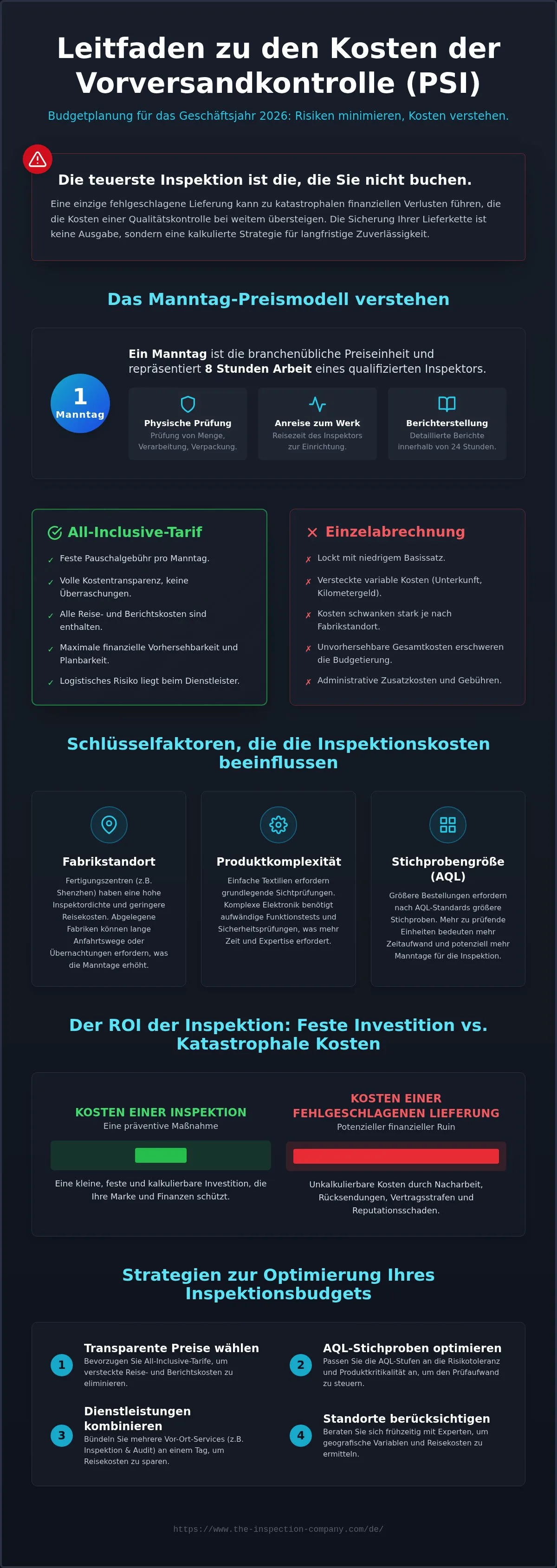 Kosten der Vorversandkontrolle