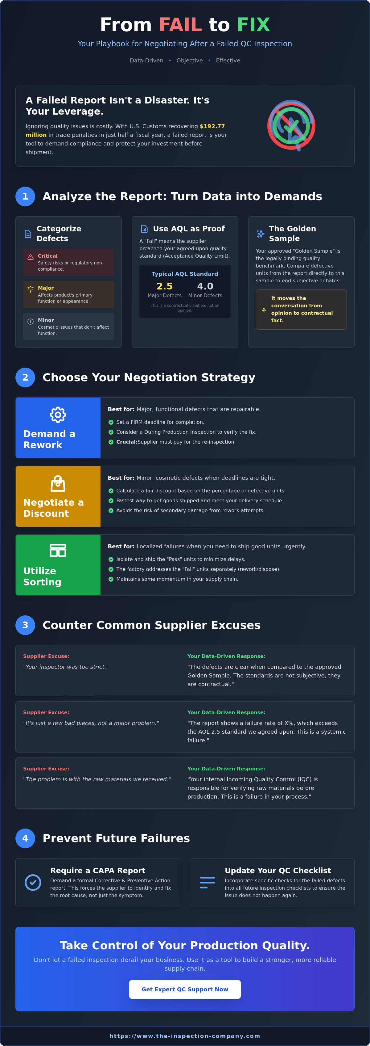 Negotiating with suppliers after failed QC