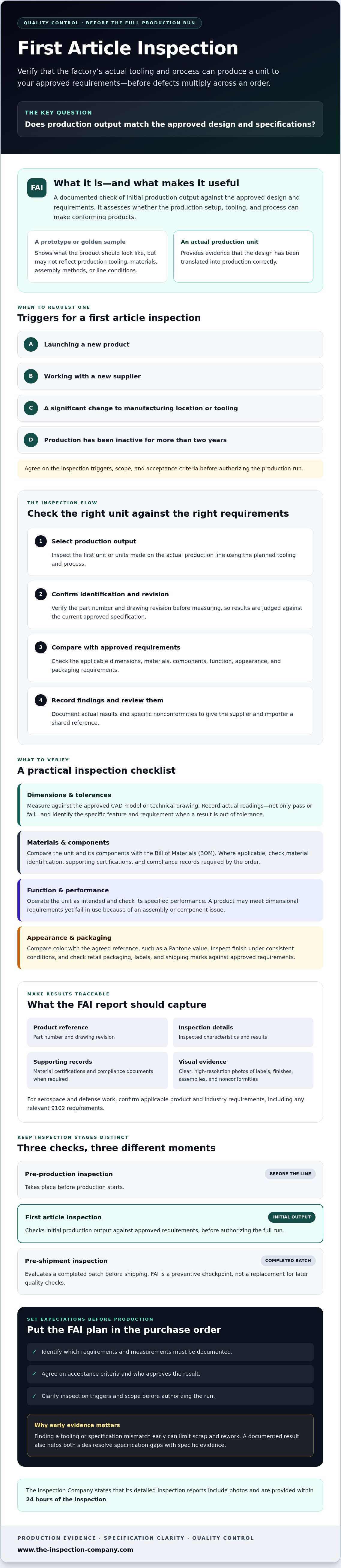 First article inspection